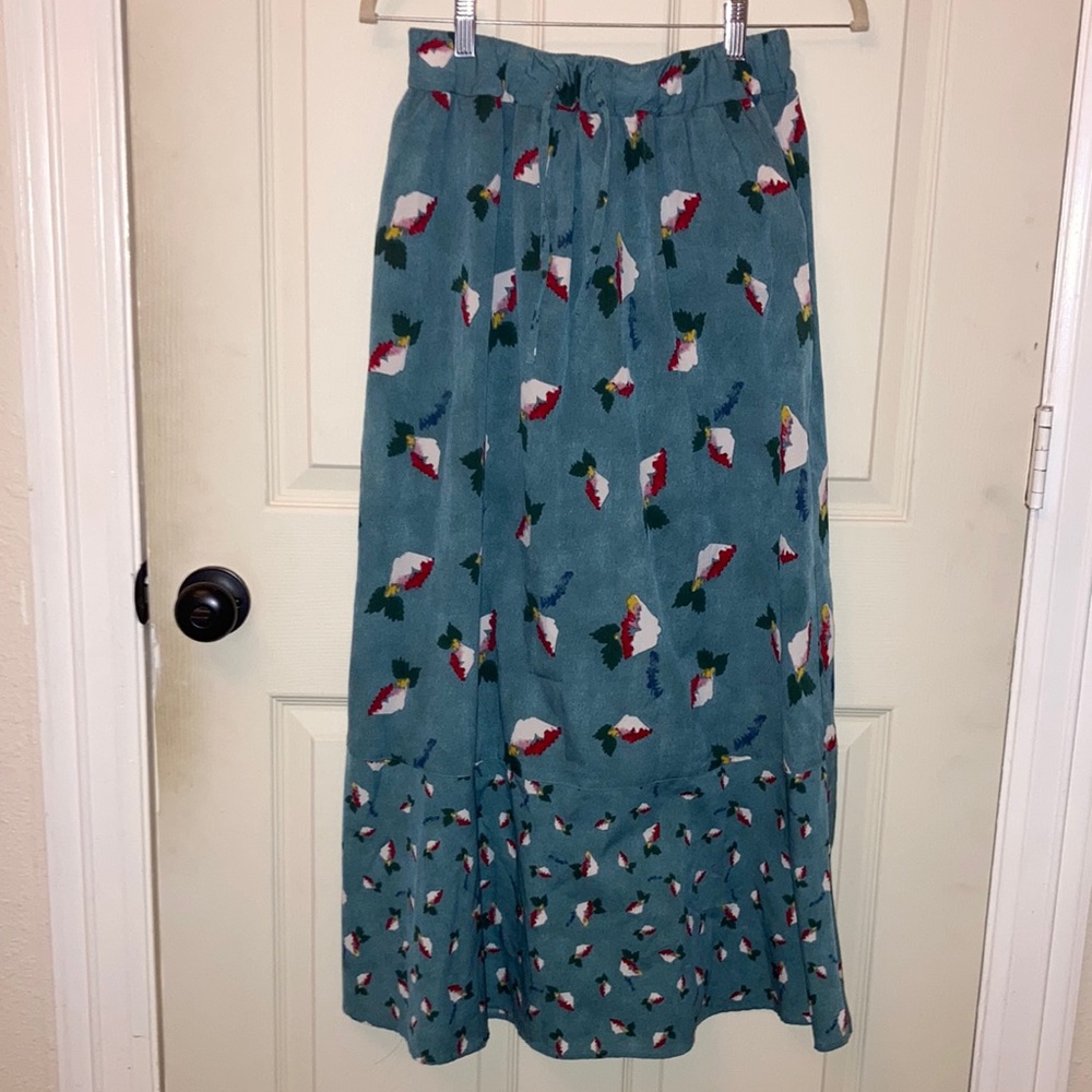 Watercolor floral maxi skirt (w/pockets)